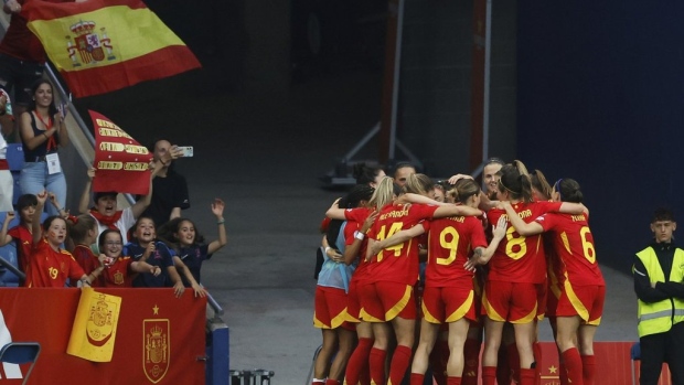 Spanish women's national team celebrates, The Canadian Press Spanish women's national team celebrates