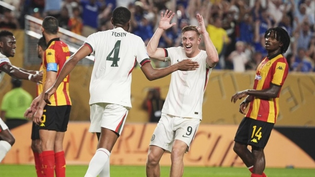 Tosin Adarabioyo, left, is congratulated by teammate Liam Delap, The Canadian Press Tosin Adarabioyo, left, is congratulated by teammate Liam Delap