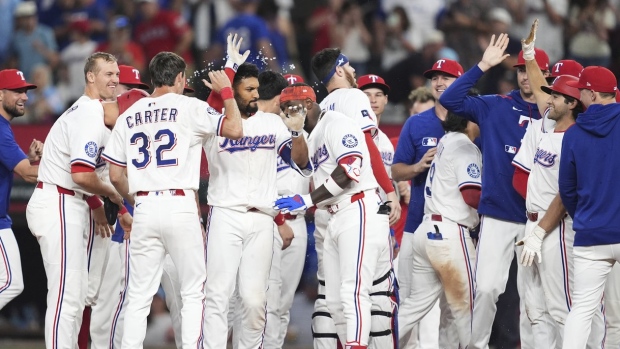 Texas Rangers celebrate, The Canadian Press Texas Rangers celebrate