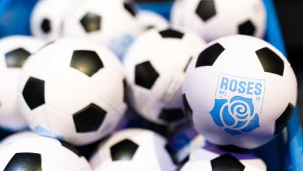 Montreal Roses soccer ball, The Canadian Press Montreal Roses soccer ball