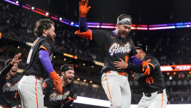 San Francisco Giants celebrate, The Canadian Press San Francisco Giants celebrate