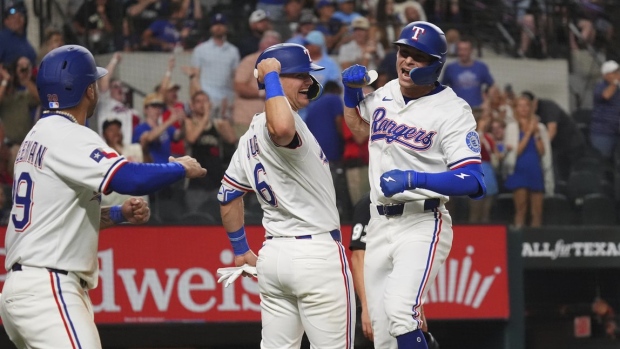 Texas Rangers celebrate, The Canadian Press Texas Rangers celebrate
