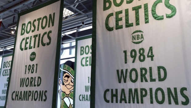 Boston Celtics banners, The Canadian Press Boston Celtics banners