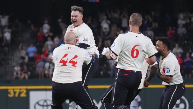 Texas Rangers celebrate, The Canadian Press Texas Rangers celebrate