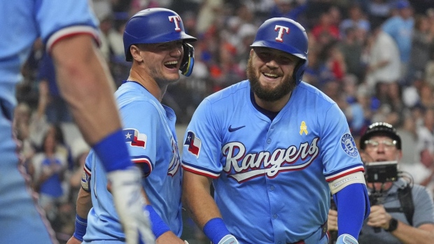 Texas Rangers celebrate, The Canadian Press Texas Rangers celebrate